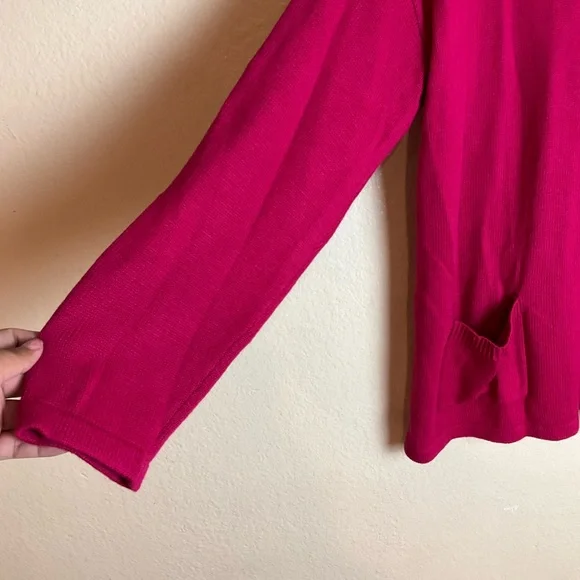 Chico's Fuchsia Cowl Neck TunicSweater Button Detail Cozy Knit Pullover size 3 - Picture 7 of 15